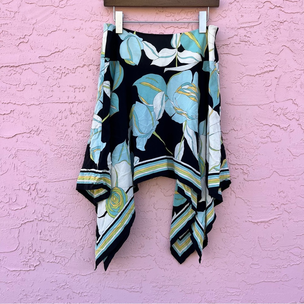 Vintage Trina Turk Scarf Skirt Asymmetrical Pastel Floral Size 6